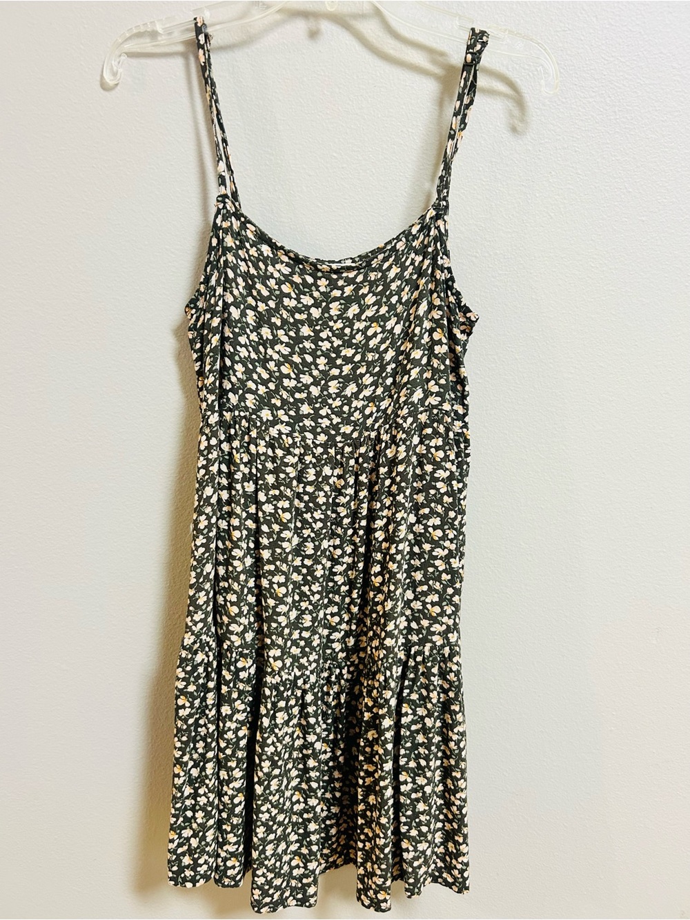 American Eagle Floral Babydoll Mini Dress XS Olive Floral Adjustable Straps